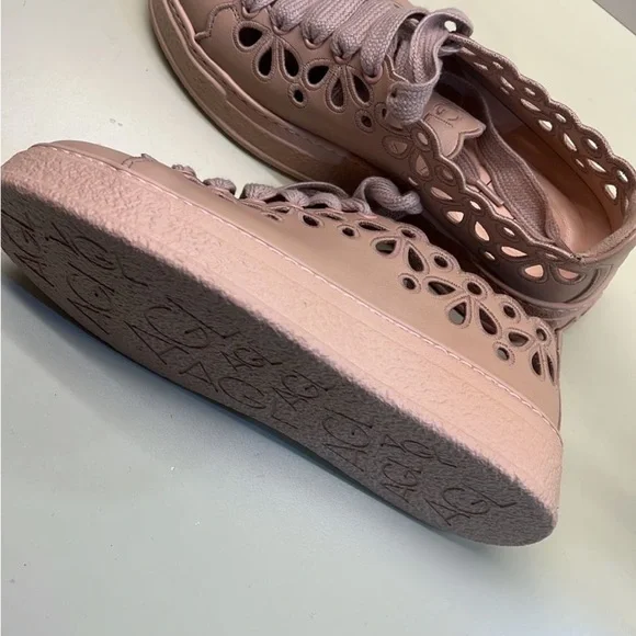 NWT AGL Cutout Leather Platform Sneakers in Tan beige – Made in Italy - Picture 3 of 6